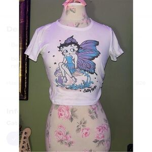 Betty Boop White and Blue Fairy Crop Top